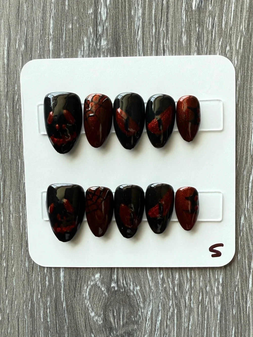 Bold Black & Red Halloween Press-On Nails